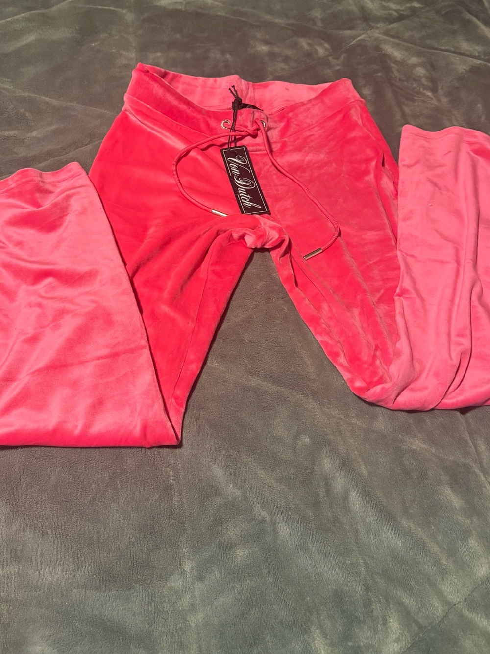 VON DUTCH Hot Pink Velour Pants Size Medium
